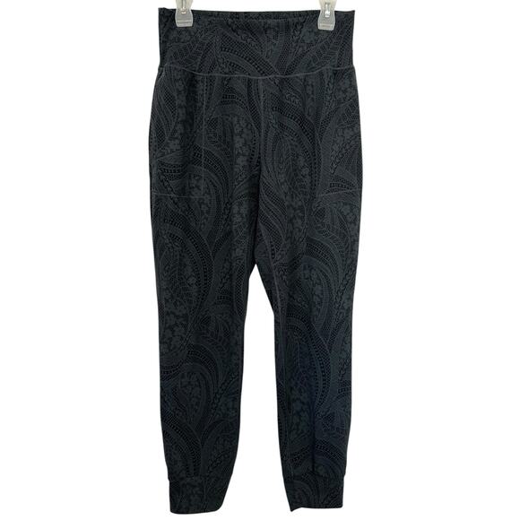 Athleta Salutation Textured Jogger Pants Dreamweaver Black Paisley Size M - Picture 2 of 10